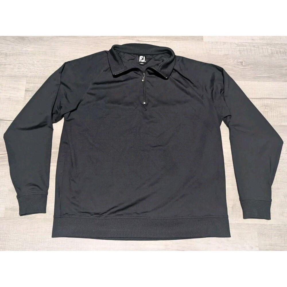 FJ Footjoy Men's Sz XL 1/4 Zip Golf Performance Pullover Black